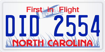 NC license plate DID2554