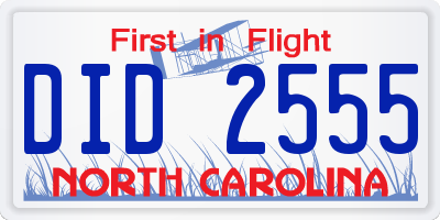 NC license plate DID2555