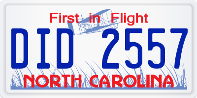 NC license plate DID2557