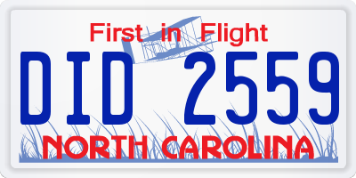 NC license plate DID2559