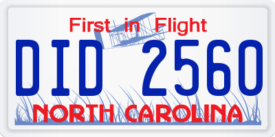 NC license plate DID2560