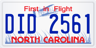 NC license plate DID2561