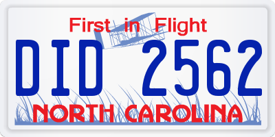 NC license plate DID2562