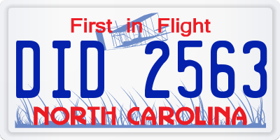 NC license plate DID2563