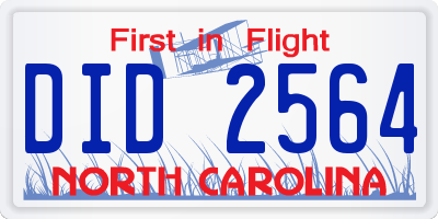 NC license plate DID2564