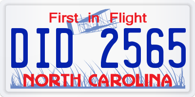 NC license plate DID2565