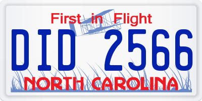 NC license plate DID2566