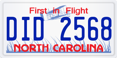NC license plate DID2568