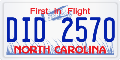 NC license plate DID2570