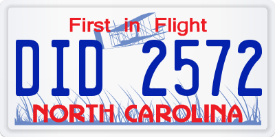 NC license plate DID2572