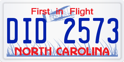 NC license plate DID2573