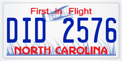 NC license plate DID2576