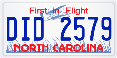 NC license plate DID2579