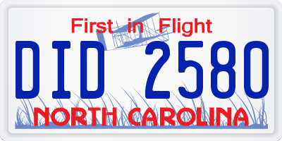 NC license plate DID2580