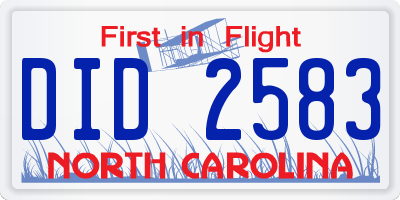 NC license plate DID2583