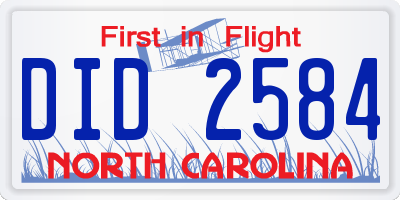 NC license plate DID2584