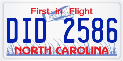 NC license plate DID2586
