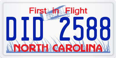 NC license plate DID2588