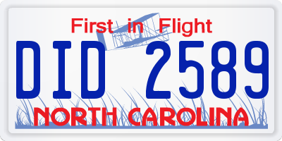 NC license plate DID2589