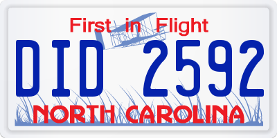 NC license plate DID2592