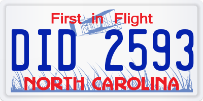 NC license plate DID2593
