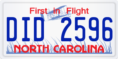 NC license plate DID2596