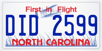 NC license plate DID2599