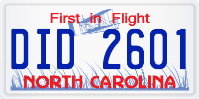NC license plate DID2601