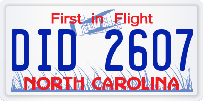 NC license plate DID2607