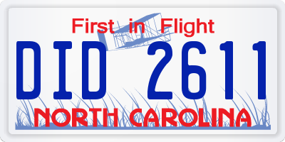NC license plate DID2611