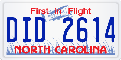 NC license plate DID2614