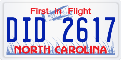 NC license plate DID2617