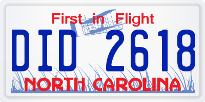 NC license plate DID2618