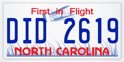 NC license plate DID2619