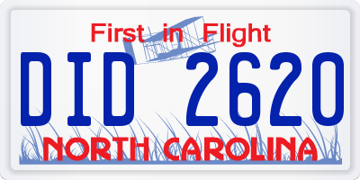 NC license plate DID2620