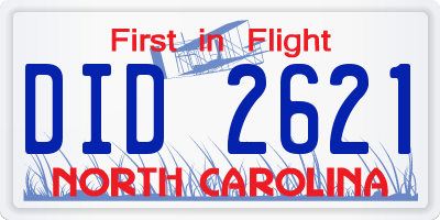 NC license plate DID2621