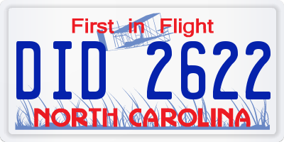 NC license plate DID2622
