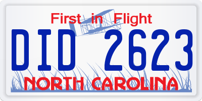 NC license plate DID2623