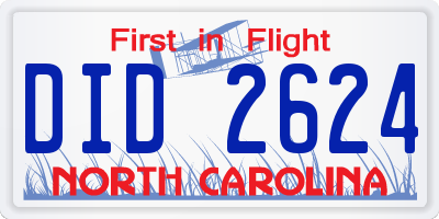 NC license plate DID2624