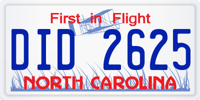 NC license plate DID2625