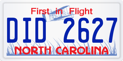 NC license plate DID2627