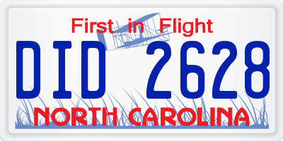 NC license plate DID2628