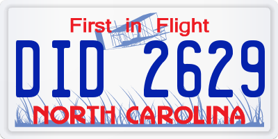 NC license plate DID2629