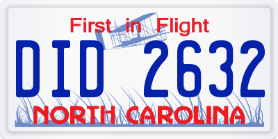 NC license plate DID2632