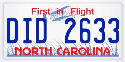NC license plate DID2633