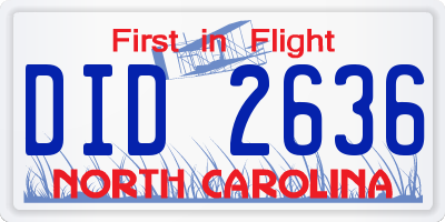 NC license plate DID2636
