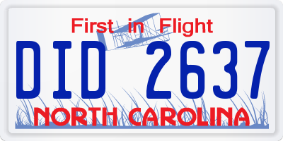 NC license plate DID2637