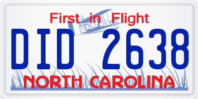 NC license plate DID2638