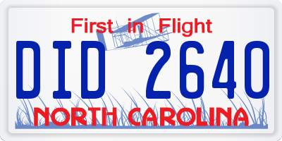 NC license plate DID2640