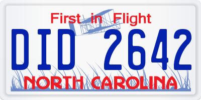 NC license plate DID2642
